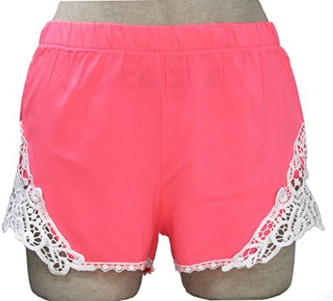 UWISH Womens White Crochet Flower Lace Trim Pink Beach Casual Gym Mini Shorts 10