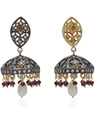 925 Sterling Silver Ruby Jade And Pearl Gem Stone Cz Handmade Designer Dangle Females Gold Plated New Fashion Earrings Jewelry