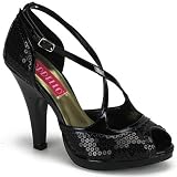 SIREN-07SQ, 4 Sandal Black Sequins Size 12