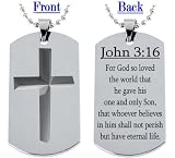 John 3:16 Bible Verse Engrave 2Side Dogtag Necklace Dog tag w/Chain and Giftbox