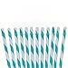 Dakoufish 12 Piece 9 Inch Reusable Plastic Thick Drinking Straws BPA Free Mason Jar Straws Big Stripe 10 Colors (teal)