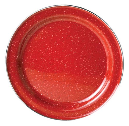 GSI Outdoors 4226 Red Stainless Steel Rim Enamelware Plate