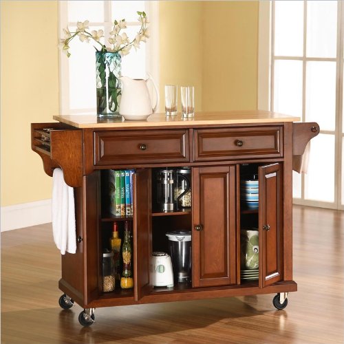 Crosley Furniture KF30001ECH Natural Wood Top Island Kitchen Cart