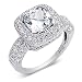 Celebrity Style Cushion Cut White Cubic Zirconia Size 9 Ring in Sterling Silver