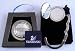 1 Large Clear & 12 small Clear Swarovski Crystal, FOLDING Purse Hook with MIRROR inside top, Black V