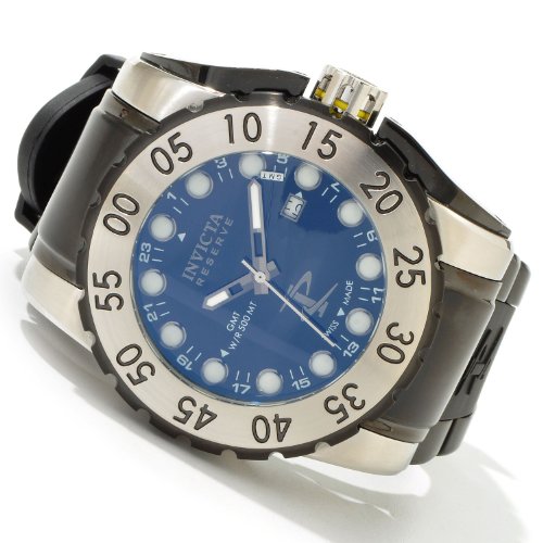 Invicta Men's 6652 Reserve Collection GMT Black Dial Black Rubber Watch