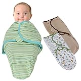 Summer Infant サマーインファントスワドルミーコットンニット3枚セット73980 Mom&Baby/Sage/Stripe/Capuccinoおくるみ 出産祝い