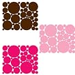 Light Pink, Bright Pink & Chocolate Brown Removable Polka Dots Wall Stickers Set