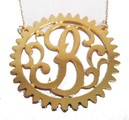 Sunburst Framed Monogram Necklace Gold Vermeil Over Silver