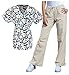 G Med Women's V Neck Printed Scrub Top and Pants Fashion Sets
