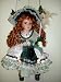 Toys : Porcelain Doll with Beautiful Red Hair, on a Swing