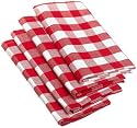 DII Flame Red and White Checkers Napkin Set of 4