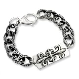 Stainless Steel Antiqued Gothic Bracelet - 8.5 Inch - JewelryWeb