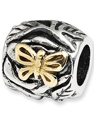 Reflection Beads Silver 14kt Butterfly Blooms Nature Bead