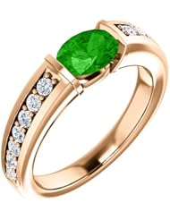10K Rose Gold 7.00x5.00mm Oval Cut Tsavorite and Diamond Ring -- LIFETIME WARRANTY