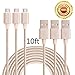 Bestfy 10 Feet Extra Long Tangle-Free Nylon Braided Micro USB 2.0 Power Cable Cord With Aluminum Heads for Smartphones, Tablets, MP3 Players - Golden