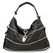 Large Faux Leather Crystal and Charm Hobo Handbag