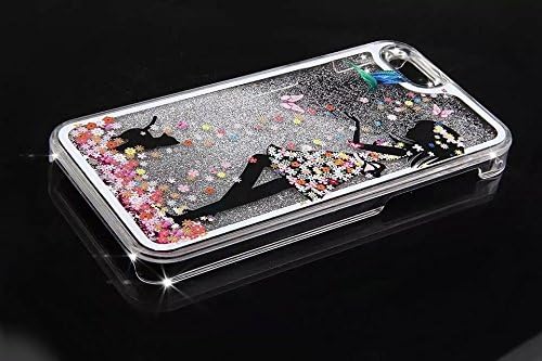 iPhone 5S Quicksand Case,JXT 3D Creative Flower Fairy Faery Angel Girl Printing Quicksand Flowing Liquid Floating Bling Glitter Sparkle Stars Hard Transparent Cover Case For iPhone 5 5G 5S #3