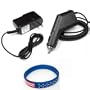LG LX600 Lotus Accessory Bundle - Car Charger + Home Travel AC Charger + Free Stars Stripes Silicone Wristband