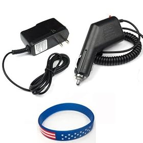 Motorola maxx VE RAZR Accessory Bundle - Car Charger + Home Travel AC Charger + Free Stars Stripes Silicone Wristband