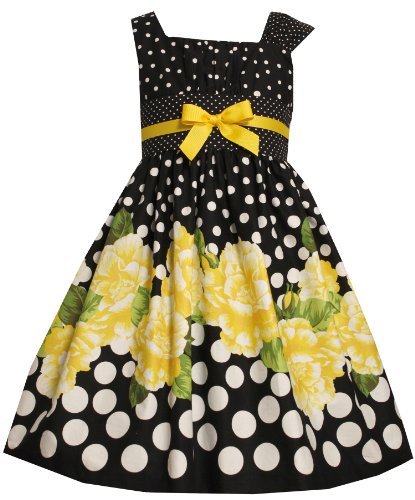 Bonnie Jean Girls 7-16 Border Print Empire Waist Dress