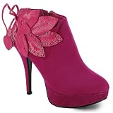 W84 Womens Fuchsia Suede Platform Ankle Boots Sizes 3-8