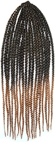Stepupgirl 24 Inch Black to Light Brown Color Afrika Amerika Crochet Small Dirty Carney Karen Braid Box Hair (Large Size)