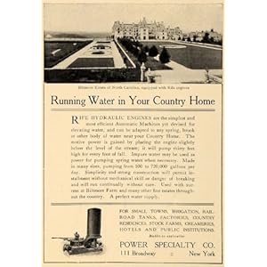 1906 Ad Biltmore Estate Rife Hydraulic Engine Machine - Original Print Ad