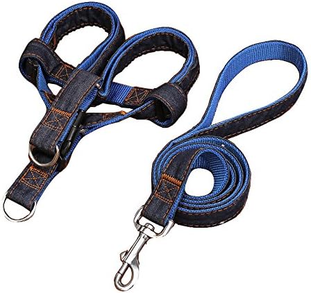 NINER No-Pull Dog Leash Collar,Adjustable Demim Leash for Large,Medium,Small Dog (Leash:Width 0.98inch,Length 47.24inch)
