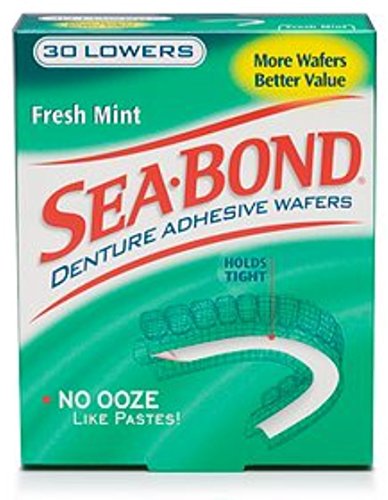 SEA-BOND Denture Adhesive Wafers Lowers Fresh Mint 30 Each