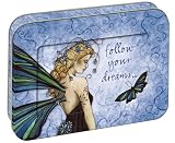 Tree-Free Greetings Follow Your Dreams Fairy, 12 Count EcoFriendly Note-card Assortment in a Collectible Photo Frame Tin, 5.5 x 7.5 x 0.75 Inches, Shades of teal and Brown (95731)