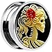Body Candy Stainless Steel Red Rose Skeleton Screw Fit Plug Pair (5mm to 20mm)