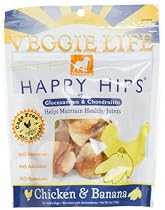 Dogswell Veggie Life Happy Hips for Dogs, Chicken & Banana, Glucosamine & Chondroitin, 5-Ounce Pouches (Pack of 6)