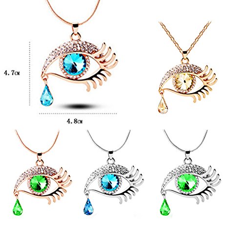 Angel's Tears Gold Plated Eye Shape Austrian Crystal Pendant Necklace for Womens in Fashion Jewelry