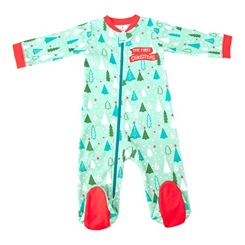 Hallmark Baby Festive Holiday Sleepytime One Piece (0-3 Months, Mint Green Trees)