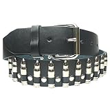 New Black Leather Silver Bullet Belt M 34 36