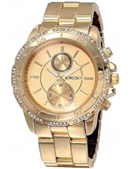 Fashion Rhinestones Quartz Watch Analog Watch Wristwatch Timepiece w/ Sub-dials Decor for Women - Gold SWWT3-280463