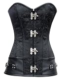 CD-572 - Schwarzes Steampunk Style Korsett mit Brokatverzierung und Schnalle