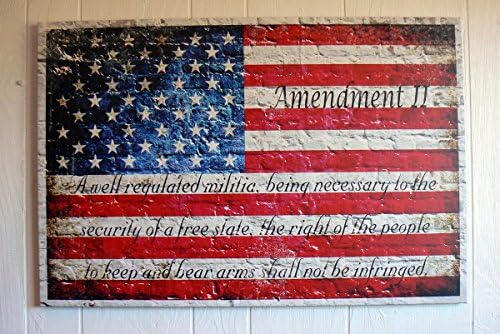 American Flag &amp; 2nd Amendment Horizontal Print on Canvas 16 X 24