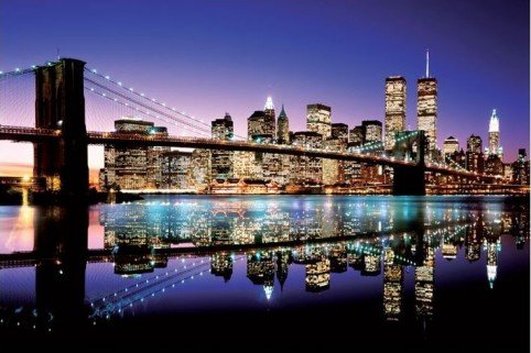 Produkt-Bild: 1art1 43768 New York - Brooklyn Bridge, Farbig Poster (91 x 61 cm)