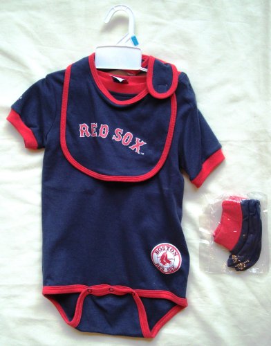 18 Months Red Sox Onesie, Bib, and Booties