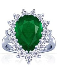 18K White Gold Pear Cut Emerald Ring With Sidestones (GIA Certificate)