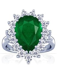 Platinum Pear Cut Emerald Ring With Sidestones (GIA Certificate)