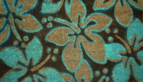 Straits Trading STC Fu&szlig;matte handgetuftete Kokosfaser mit rutschfestem R&uuml;cken, 45 x 75 cm, Blumen-Design blau
