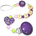 Schnullerkette mit Name Ornamente lila Ornamen lila/lemon