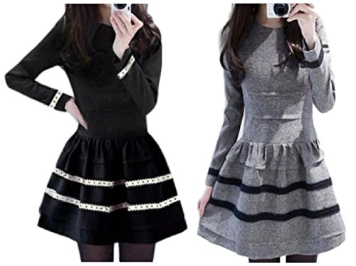 (ランドロップ) landrop ボーダー フレア ミニ ワンピース きれいめ チュニック レディース