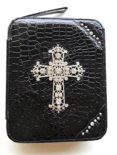 Bible Cover for Women Large Designer Black Crocodile