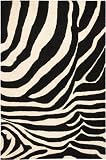 Jannelle Collection Black and White Contemporary Zebra Animal Print Area Rug