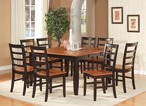 East West Furniture PARF5-BLK-W 5-Piece Parfait Square Table with 18 in. Butterfly Leaf & 4 Wood Seat Chairs in Black & Cherry Finish