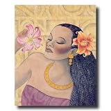 African American Black Girl And Flowers Contemporary Picture Art Print